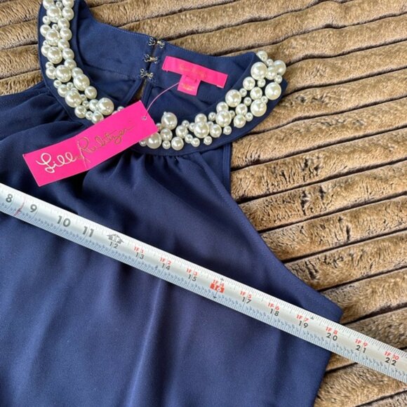 NWT LILLY PULITZER SIZE LARGE SHAWN MAXI DRESS *TRUE NAVY* EMBELLISHED - Picture 14 of 16